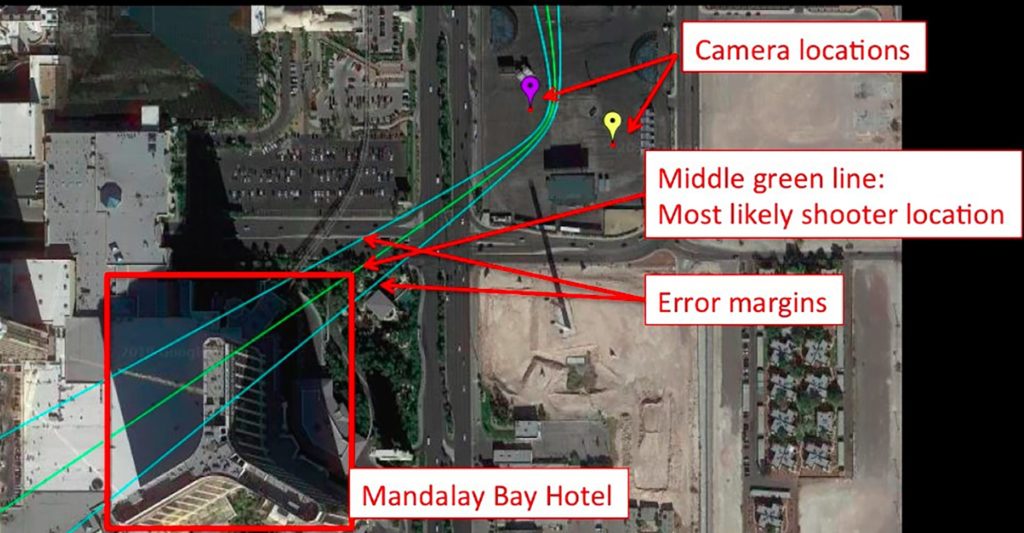  Даже с учетом максимального разброса ошибок VERA сумела локализовать стрелка в отеле в Лас-Вегасе / ©Carnegie Mellon University