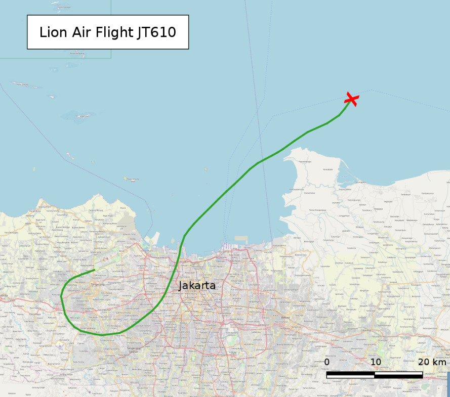 Схема полета рейса самолета, вылетевшего из Джакарты / ©ru.wikipedia.org 