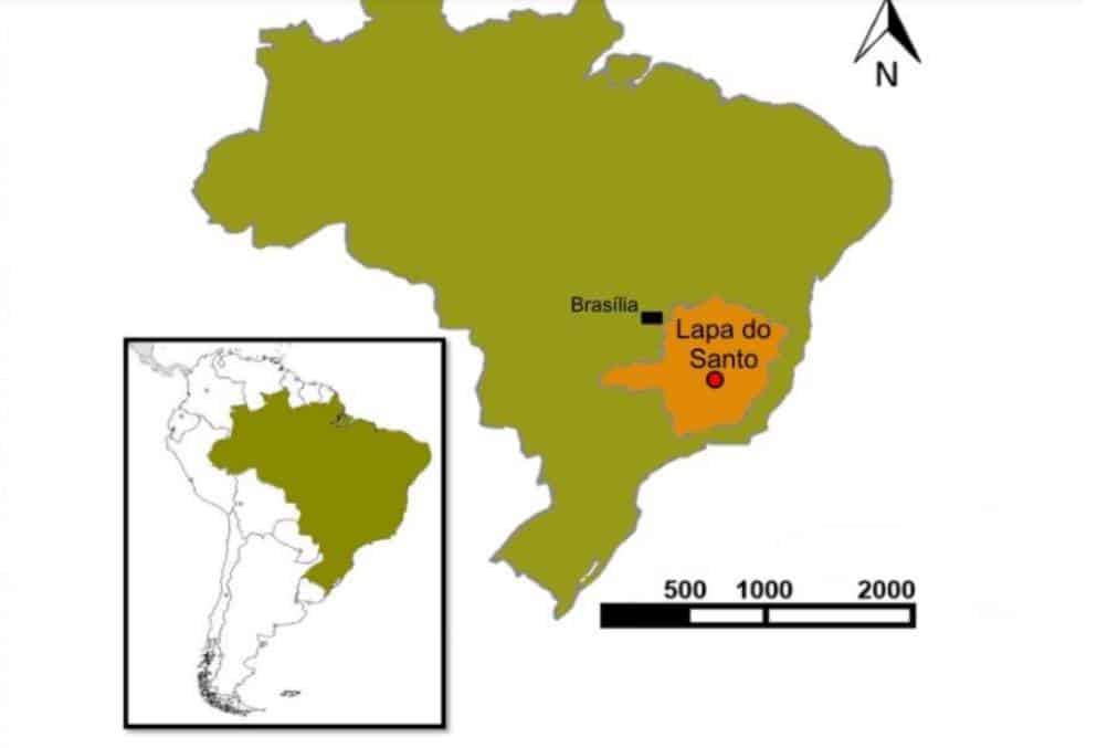 Пещера Лапа-ду-Санту на карте / ©Rodrigo Oliveira et al.