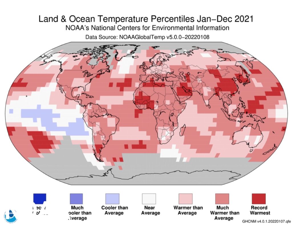 Температурные аномалии в 2021 году / ©NOAA NCEI