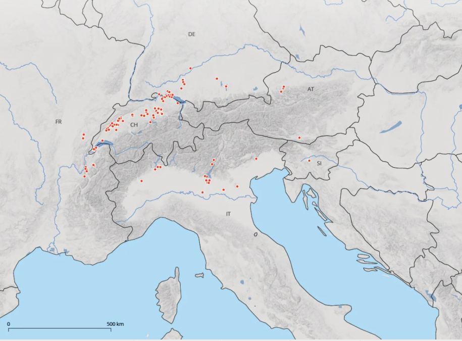 Находки свайных неолитических поселений альпийского региона на карте / ©UNESCO