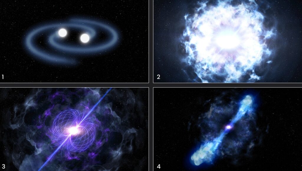 Образование магнетара в слиянии двух нейтронных звезд: взгляд художника / ©NASA, ESA, D. Player