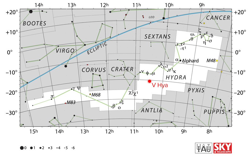 Странный случай V Hydrae, умирающей звезды с кольцами