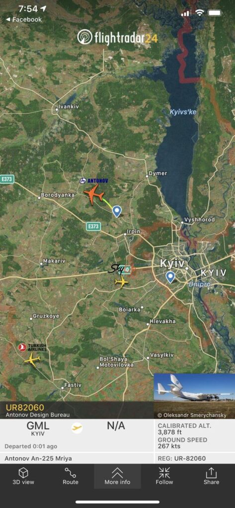 Схема полета Ан-225 / ©FLIGHTRADAR24