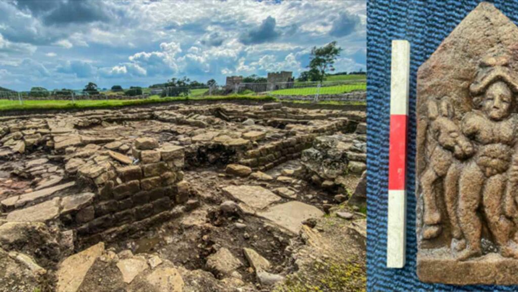 Слева — раскопки Виндоланды, справа — найденный ранее рельеф / ©Vindolanda Charitable Trust