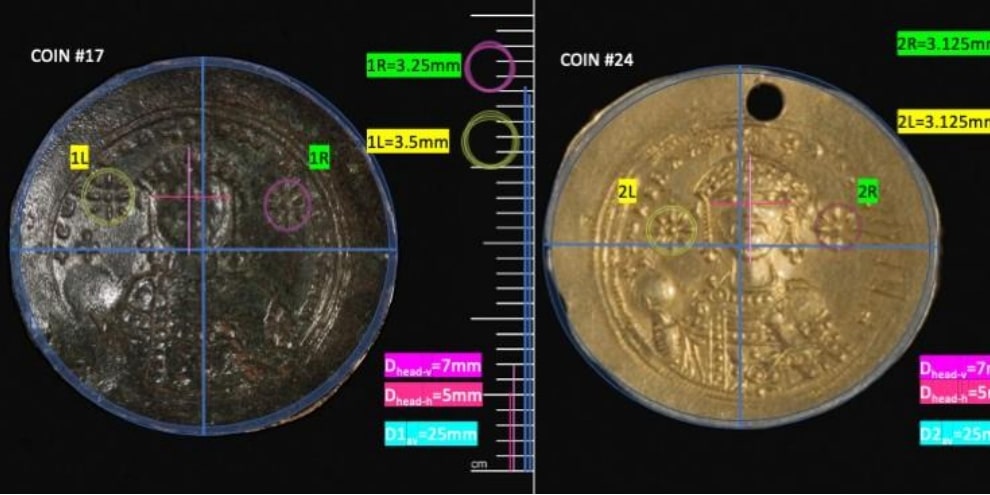 Эти монеты периода правления Константина IX из коллекции Гарвардского музея искусств ученые использовали как калибровочные / ©Miroslav D. Filipović et al.