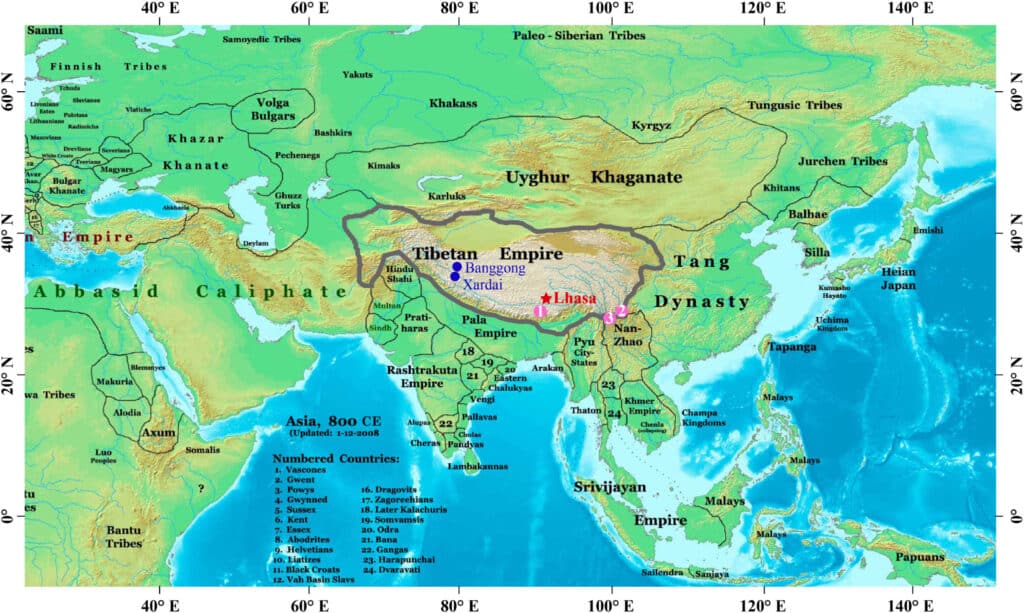 Приблизительные размеры Тибетской империи около 800 года / © Zhitong Chen, Quaternary Science Reviews