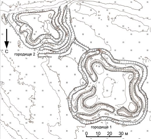 Топографический план городища / ©Волков Д.П. и др.