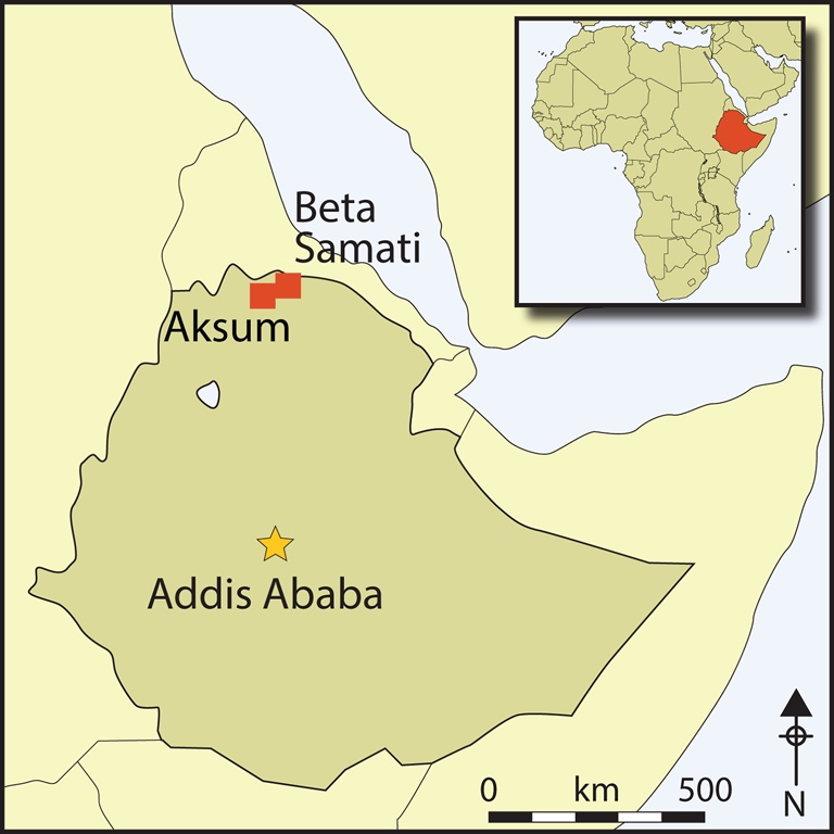Аксум и Бета-Самади на карте нынешних Африки и Эфиопии / ©Harrower et al., 2019