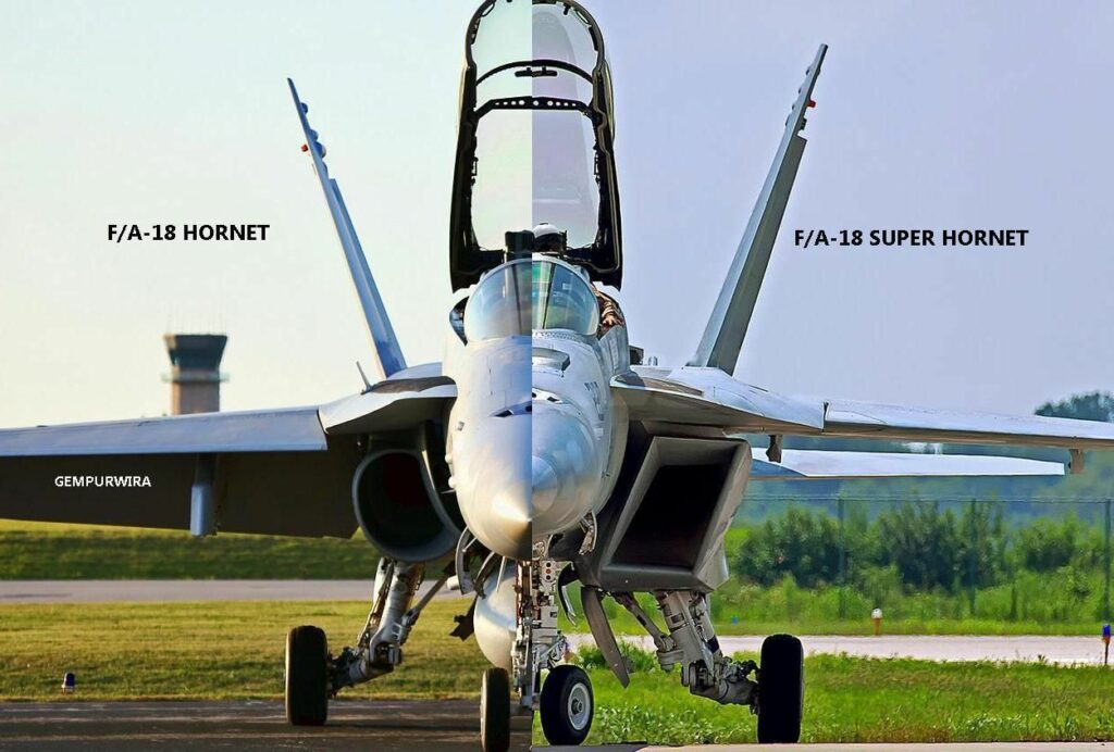 Наглядные различия между F/A-18 Hornet и Super Hornet во фронтальной проекции. Изменения коснулись практически всех частей и узлов самолета, причем далеко не всегда ради малой заметности в первую очередь. Почему американский флот заказал такую модернизацию — отдельная история (не хотели возиться с полноценной программой разработки). Главное, что «супер шершни» стали не только тестовым полигоном по превращению «четверок» в «эрзац-стелс». На них так же отработали многие технологии беспилотников и самые современные комплексы РЭБ / ©Fighter Jets World