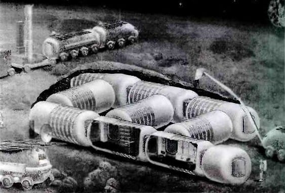 Концепция советской лунной базы 1960-х, один из вариантов «Звезды» / © Wikimedia Commons