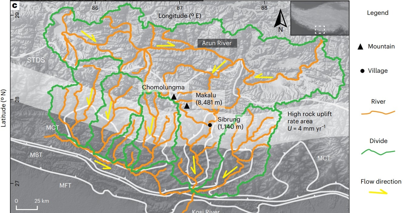 Речная система Коси / © Xu Han et al., Nature Geoscience, 2024